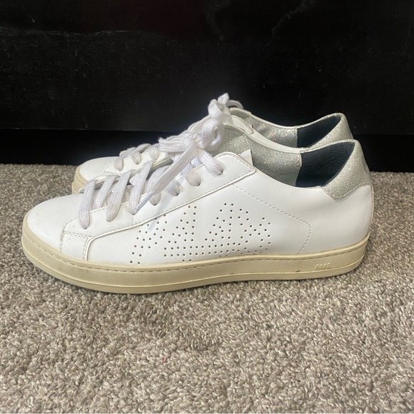 P448 John Recycled Sneaker size 38/US7.5 White/Silver sparkle - Picture 4 of 7